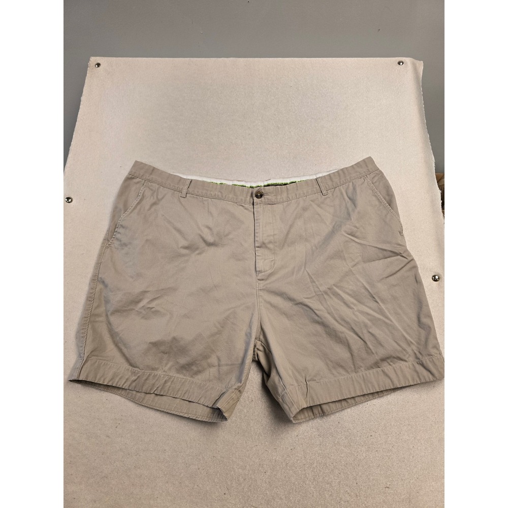Tailorbyrd‎ Mens Khaki Tan Flat Front Chino Shorts Size 52 Flamingo Logo Casual